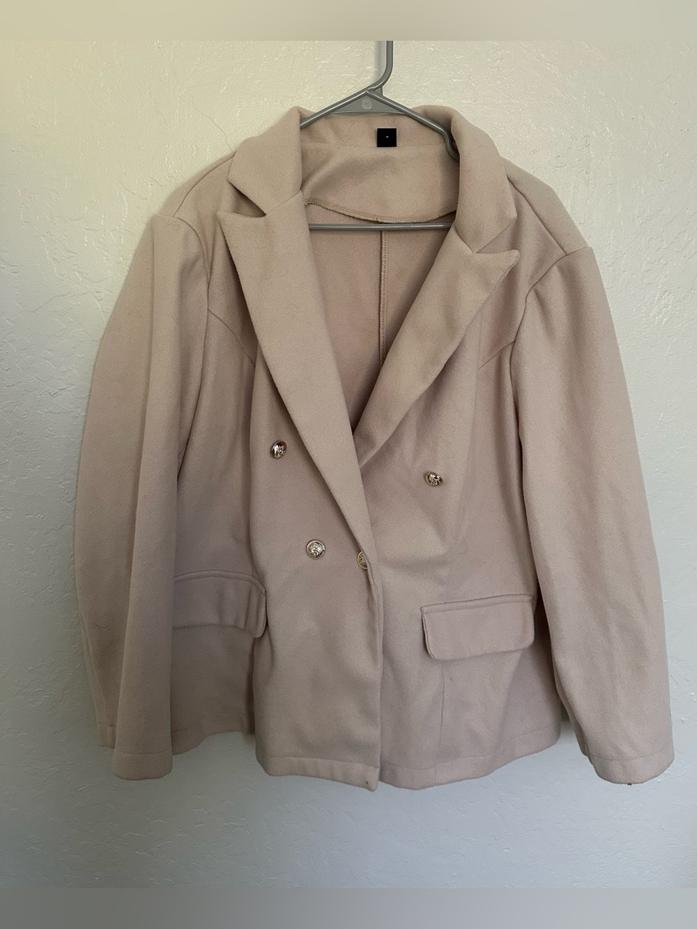 SHEIN Curve 3XL Blush Beige Gold Button Double Breasted Blazer
